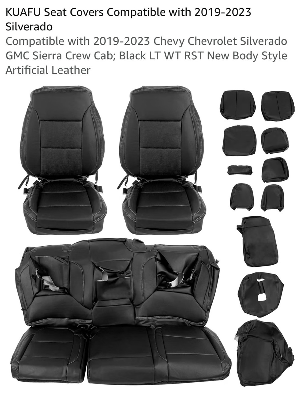 Black Seat Covers for 2019-2023 Silverado - Artificial Leather